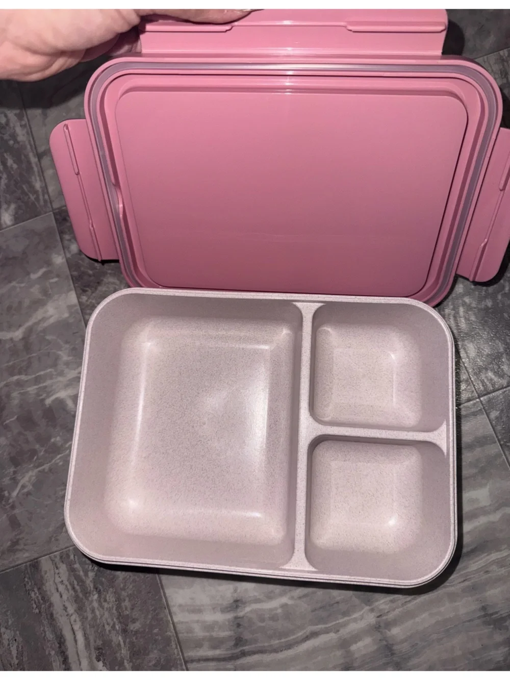 Pink 3-Compartment Bento Lunch Box with Utensils